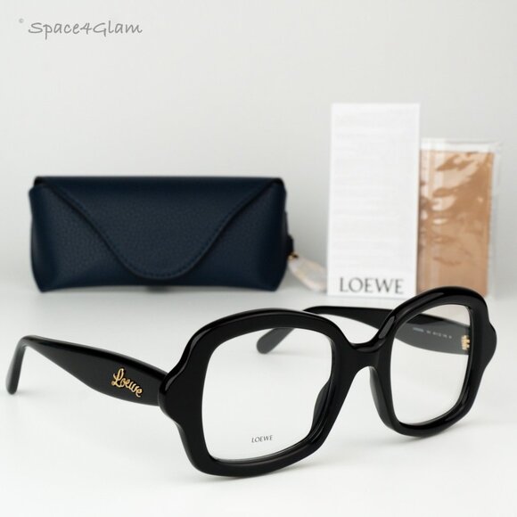Loewe Women Eyeglasses Shiny Black Demo Square LW50066I CURVY 001 BRAND NEW - Picture 1 of 8